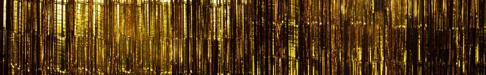 Gold Foil strip Curtain hanging on wall studio
